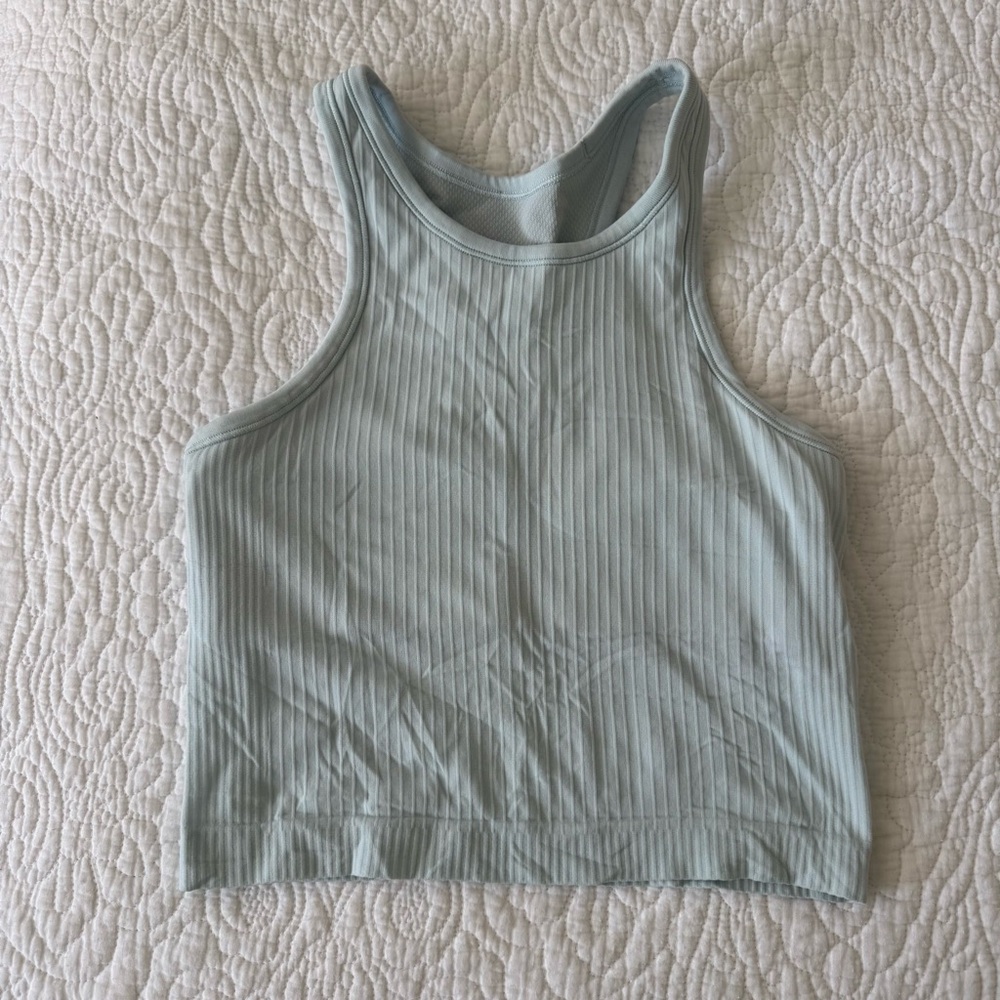 Lululemon Racerback Ribbed Tank Top with Built in Bra - Size 4 - Powder Blue